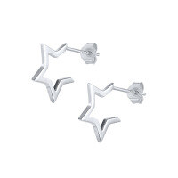 wholesale S925 Sterling Silver Adjustable Five-Pointed Star Earrings, Trendy Ins Style Minimalist Women's Earrings-Platinum