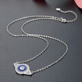 wholesale 925 Sterling Silver Blue Evil Eye Pendant Necklace Turkish Ethnic Women's Jewelry Minimalist Design Collarbone Chain Silver Accessory-0-3