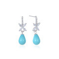 wholesale S925 Sterling Silver Korean Ethereal Floral Zircon Earrings with Four-Leaf Clover, Blue Shell Pearl, and Pearl Ear Accessories for Women-0-4
