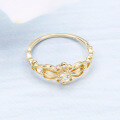 wholesale 14K Gold Retro Hollow Floral Pattern White Topaz Ring, Daily Korean Dongdaemun Fashion Wholesale Minimalist Versatile Accessories-0-2