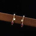 wholesale 9K Gold New Korean Internet Celebrity Five-Point Star Tassel Pomegranate Earrings for Women, Elegant and Versatile Allergy-Friendly-0-3