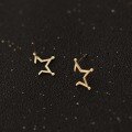 wholesale 9K Gold Stylish Shiny Line Five-Point Star Stud Earrings-0-3