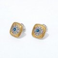 wholesale S925 Sterling Silver Vintage Luxury Baroque Earrings for Women with Nano London Blue Zircon-0-1