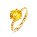 wholesale S925 Sterling Silver Gold-Plated Round Natural Citrine Minimalist Ring Wholesale-0-5