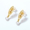 wholesale S925 Sterling Silver Japanese-style Light Luxury Hollow Retro Floral Pearl Earrings for Fashion Wholesale-0-3