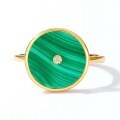 wholesale S925 Silver Minimalist Japanese Korean Style Open-Ended Green Malachite Donut Geometric Circle Ring for Women-0-1