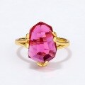 wholesale 925 Sterling Silver New Synthetic Pink Topaz Geometric Plated Gold Ring Women's Japanese Minimalist Exaggerated Leaf Wholesale-0-2