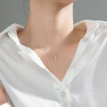 wholesale S925 Sterling Silver Versatile Cross Pendant Necklace for Women Korean Style Minimalist Diamond Inlaid Ins Internet Famous Collarbone Chain D7667-0-1