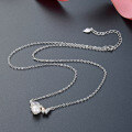 wholesale S925 Sterling Silver Freshwater Pearl Necklace for Women, Sweet and Lightly Luxurious, Korean-style Niche Diamond-inlaid Butterfly Circular Pendant Collarbone Chain-0-2