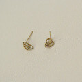 wholesale 9K gold trendy zircon-set 3D Korean-style heart-shaped skull earrings vintage elegant earrings-0-4