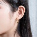 wholesale S925 Sterling Silver Gold-Plated Exaggerated Geometric Ear Hoops with Black Zircon, Women's Cross-Border Wholesale Earrings-0-2