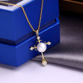 wholesale 9K Gold Minimalist Cross Natural Freshwater Pearl Pendant Necklace for Women Mother's Day Direct from Factory Wholesale-0-2