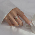wholesale S925 Silver Ring Women's Korean Style Fresh and SweetOpenable Branch Bud Small Leaf Jewelry J8152-0-2