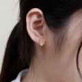 wholesale S925 silver gold-plated Japanese light luxury pink crystal geometric gemstone earrings for women, versatile wholesale ear accessories-0-3