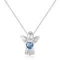 wholesale S925 Silver Vintage-Inspired Pendant with Exquisite Inlay of Natural Gemstones and Colored Crystal Angel Necklace-0-9