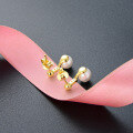 wholesale S925 Silver 18K Gold Plated Diamond Inlaid Pearl Earrings, Korean Style Simple and Elegant Earrings for Women Wholesale-0-2