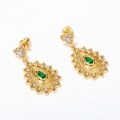 wholesale 925 Sterling Silver Vintage Style Ball Japanese Light Luxury Lace Earrings for Women with Nano Green Zircon-0-1