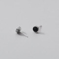 wholesale Sterling Silver Black Ear Studs Thai Silver Vintage Style Personality Round Resin Drop Earrings G7659-0-4