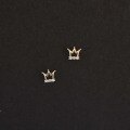 wholesale 9K Gold Korean K Gold Wholesale Mini Crown Zircon Inlaid Cute Popular Japanese and Korean Student All-Match Earrings-0-0