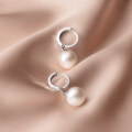 wholesale S925 Sterling Silver Nalan Simple Carved White Synthetic Pearl Short French Earring Jewelry E5522-0-2