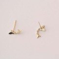 wholesale 14K Solid Gold Imported Two Butterflies Zirconia Diamond Real Gold Ear Studs Non-Fading-0-3