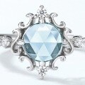 wholesale 925 Sterling Silver Japanese & Korean Light Luxury Floral Crown Sky Blue Topaz Ring New Vintage Flower Ring Wholesale-0-2