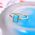 wholesale 9K gold ethnic-style square natural turquoise Japanese retro ring, Japanese-Korean minimalist elegant new design with interchangeable main stone-0-3
