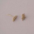 wholesale 9K Gold Zircon-Inlaid Small Petal Ear Studs, Exquisite and Fashionable for Women with Korean Style-0-2