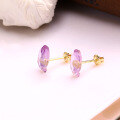wholesale 9K Gold Japanese Light Jewelry 20 Summer New Collection Marine Life Series Small and Cute Amethyst Little Fish Earrings-0-2