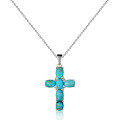 wholesale 925 Silver Pendant Necklace with Natural Gemstone Crystal Cross for European and American Women, Directly Supplied by the Manufacturer-0-18