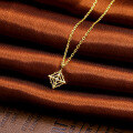 wholesale 9K Gold Elegant Retro Lace Delicate Diamond-shaped Hollow Minimalist Cross Pendant Necklace for Drop Shipping-0-1
