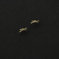 wholesale 9K Gold AU375 Plain Bow Knot Simple and Minimalist Stud Earrings for Girls-9K earrings for one price