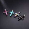 wholesale 925 Silver Pendant Necklace with Natural Gemstone Crystal Cross for European and American Women, Directly Supplied by the Manufacturer-0-2