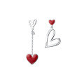 wholesale 925 silver Korean-style sweet heart asymmetrical elegant earrings simple hollow heart-shaped earrings G7496-0-4