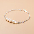 wholesale S925 Silver Korean Style Baroque Pearl Bracelet Simple Oval Interlocking Hand Jewelry S3977-0-1