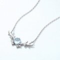 wholesale S925 Sterling Silver Japanese Korean Small Fresh Sky Blue Topaz Deer Necklace for Women, Bohemian Style "Deer with You" Necklace-0-2