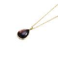 wholesale 9K Gold Japanese-style Double-sided Pattern Series Necklace for Women, Gorgeous Black Shell Teardrop Pendant, New Wholesale-0-4