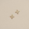 wholesale 14K Gold Zircon Floral Stud Earrings, Popular Korean and Japanese Style-0-3