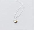 wholesale Metal Material: 925 Sterling Silver Women's Simple Gold-Plated Heart Necklace, Small Dainty Heart Shape Short Layering Collarbone Chain D314-0-3