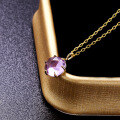 wholesale 9K Gold Natural Gemstone Pendant Necklace for Women, Simple Rose Cut Energy Crystal Necklace, Non-Fading Collarbone Chain Accessory-0-3