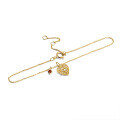 wholesale 9K Gold Minimalist Heart Red Garnet Bracelet, Versatile Small Red Heart Jewelry for Women-0-4
