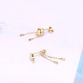 wholesale 9K gold minimalist and versatile five-point star tassel earrings for women, viral elegant new earrings-0-3