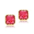 wholesale S925 Silver Plated 9K Gold New Red Corundum Princess-Cut Geometric Rhombus Stud Earrings for Women Wholesale-0-4