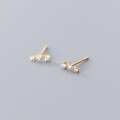wholesale S925 Sterling Silver Earrings for Women, Small and Exquisite Zirconia Silver Ear Studs, Floral Diamond-Accented Arc-Shaped Ear Jewelry G5893-0-4