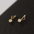 wholesale 9K Gold Alloy Zirconia Inlaid Music Note Earrings in Light Gold Tone, Japanese Minimalist Style Mini Stud Earrings-0-2