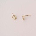 wholesale 9K Gold Simple Love Ear Studs with Zircon, Korean Style-0-2