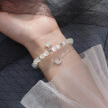 wholesale S925 silver alloy cat's eye stone bracelet star moon bracelet with diamond star moon elastic rope accessory S3952-0-0