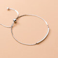 wholesale S925 silver women's Korean-style minimalist hollow curved tube bracelet cute and elegant bead accessory S3739-0-2