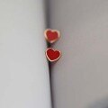 wholesale 14K Gold Ceramic Red Heart Gold-Trimmed Heart Earrings Cute Retro Korean Style-0-2