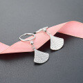wholesale S925 Silver Japanese Style Carved Earrings for Women, Korean Version Simple and Versatile Studs, Creative Fan-shaped Earrings, Factory Direct Supply-0-3